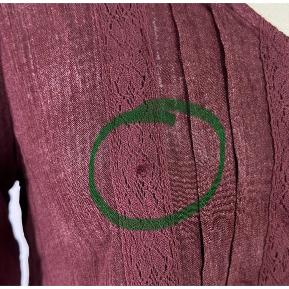 Rewind V-Neck, Lace Juniors Top Blouse Long Sleeve Brown, Small flaws Sz L - Picture 4 of 10